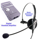 Headset System Plus Combo - Economic High Grade Phone Headset + Headset Amplifier , Volume control and Noise Cancel with Jabra quick disconnect