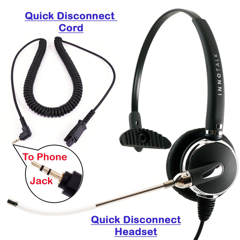 Voice Tube Microphone Monaural 2.5 mm Phone Headset Package - 2.5 mm headset jack of Plantronics Compatible QD