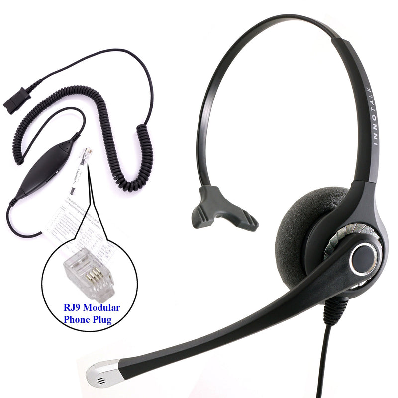 RJ9 Headset Universal - Best Sound Phone headset + Universal Compatible RJ9 Headset Adapter built in Plantronics compatible QD