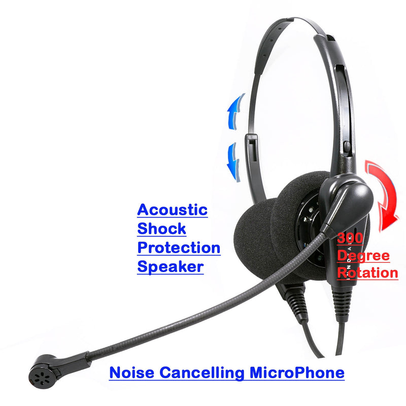 Desk phone headset - Economic Classic Binaural headset with Plantronics Compatible 2.5mm Headset quick disconnect cord for Customer Service