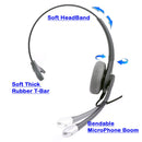 Plug N Play USB computer Headset for Softphone, MS Lync, Skype. Large Ear Pad Professional Monaural Headset, Plantronics compatible QD