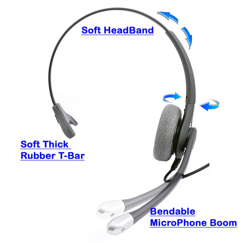 Plantronics Compatible Best Sound Monaural Headset + 2.5 mm Headset Jack Combo for Desk Phone as Office Headset