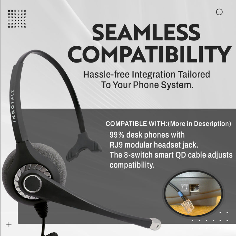 Universal RJ9 Phone headset plantronics QD headset, Monaural