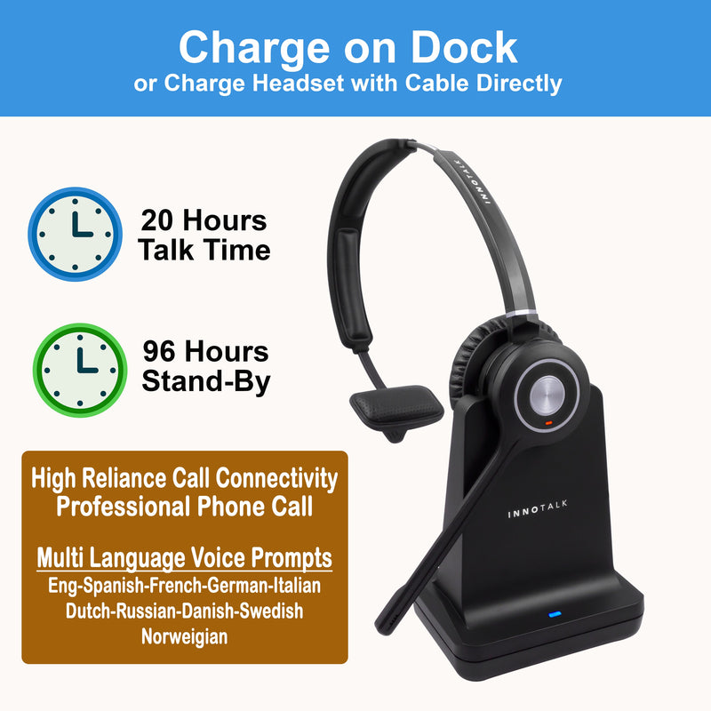 Professional Single Speaker Wireless Bluetooth Headset with Noise Cancel Microphone as Special Phone Call Headset Headphone including USB Dongle for All Computer Softphones, iPhone