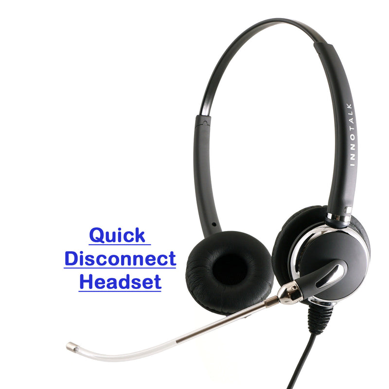 Phone headset - Professional Voice Tube Binaural Headset as Telemarketing Agent Headset - Jabra Compatible QD built