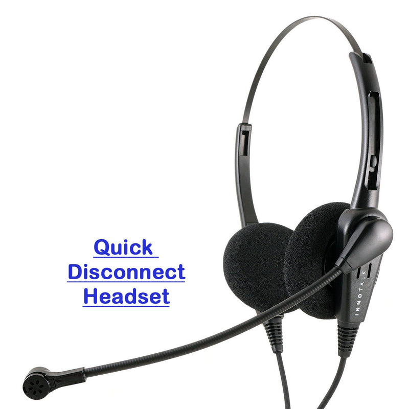 Phone headset - Cost Effective Call Center Binaural Headset with Noise Cancelling Micriphone built in Plantronics Compatible QD