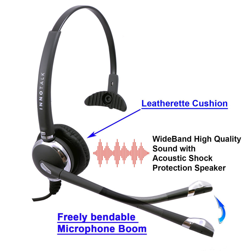 INNOTALK Deluxe 3.5 mm Plug Quick Disconnect Monaural Headset for Lap Top Computer