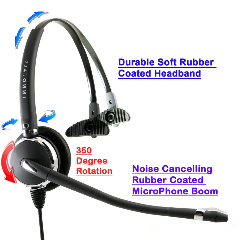 RJ9 Headset Universal - Swiveling Wide band Receiver Best Pro Monaural Headset + Universal Compatibiity RJ9 Headset Adapter