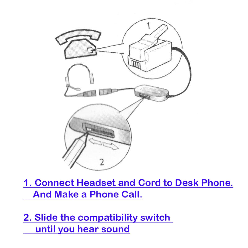RJ9 Headset Universal - Best Sound Phone headset + Universal Compatible RJ9 Headset Adapter built in Plantronics compatible QD