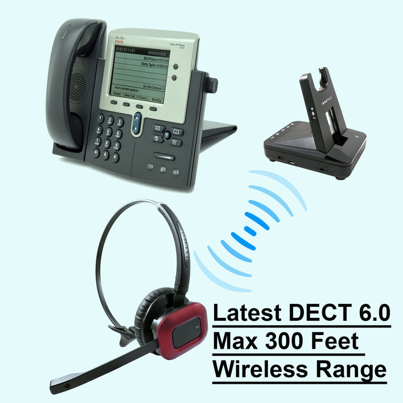 Cisco Phone Wireless Headset - Work with Cisco 6851, 6945, 7821, 7841, 7861, 7942G, 7945G, 7962G, 7965G, 7975G, 8811, 8841, 8845 Wireless Headset