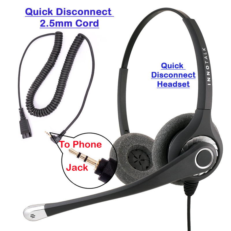 Jabra Compatible QD built Superb Pro Binaural Headset + 2.5 mm Headset Jack Price Deal Package for Customer Representative
