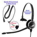 Jabra Compatible QD 2.5 mm Headset Package - Elegant Professional Monaural Headset + 2.5 mm headset jack for Customer Representative