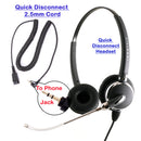 Replaceable Voice Tube Microphone Binaural Headset + 2.5 mm Headset Adapter with Jabra Compatible QD as Office Headset