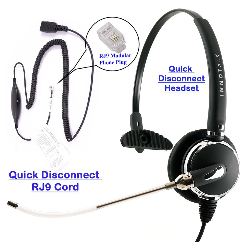 Voice Tube Professional RJ9 Headset Universal - Monaural Office Headset  + Universal RJ9 cord for Call Center