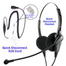 RJ9 Headset Universal - Jabra compatible QD - Professional Economic Binaural headset + Universal Compatibility RJ9 cord