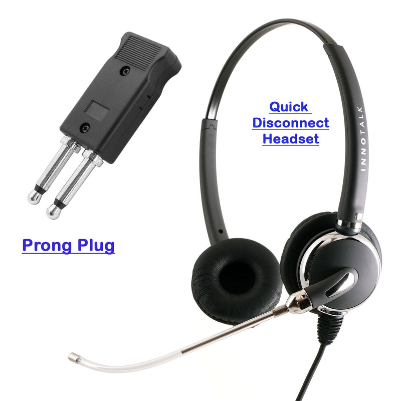 Prong Plug Plantronics Compatible QD built Voice Tube Pro Binaural Headset for Customer Representative