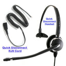 RJ9 headset - Jabra Compatible QD Package - Deluxe Pro Monaural Headset in Swiveling Shock Protection Receiver + RJ9 adapter