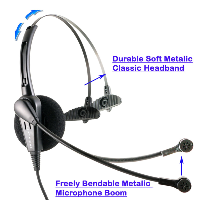RJ9 Headset Universal - Jabra Compatible QD - Cost Effective Pro Monaural Headset + Universal Compatibility RJ9 cord