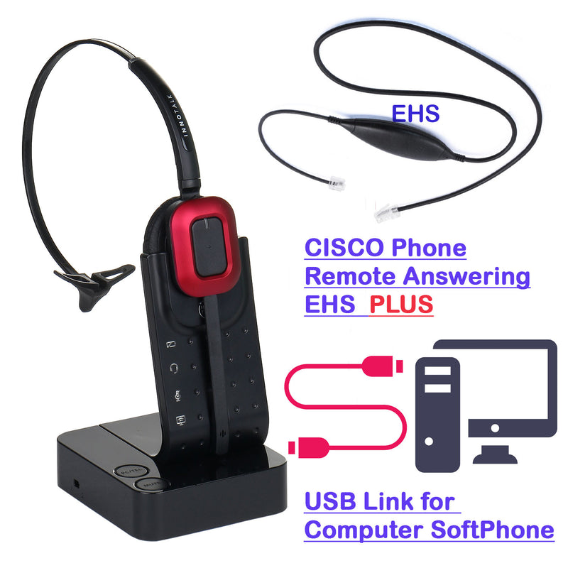 Cisco and Computer Wireless Headset for Cisco 7942G, 7945G, 7962G,7965G, 7975G and Computer Softphones