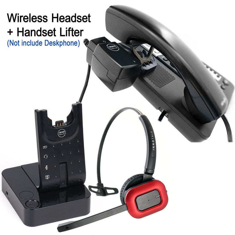 Desk Phone Wireless Headset with Remote Answering Handset Lifter for Call Center, Office Phone