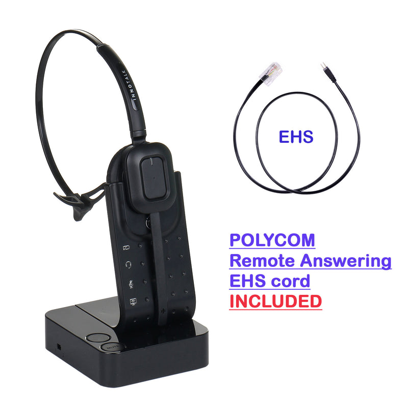 Wireless Headset Polycom  IP 450, IP 550, IP 560, IP 650, IP 670 - desk office phone call center Wireless headset + Polycom EHS cord Bundle