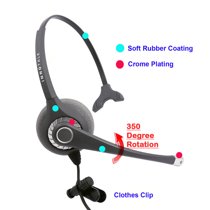 VoIP Headset with USB Headset Adapter for Office Computer, Best Sound Quality Headset with Jabra compatible QD
