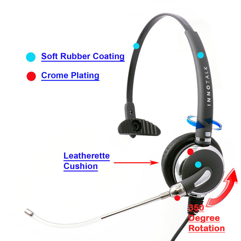 Changeable Voice Tube Monaural 2.5mm Headset - Swiveling Speaker Pro Headset + 2.5 mm Headset Adapter built in Jabra Compatible QD