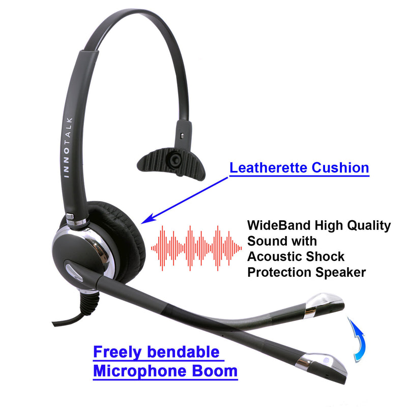 Jabra Compatible QD 2.5 mm Headset Package - Crome Plating Pro Monaural Headset + Short Length 2.5 mm headset adapter