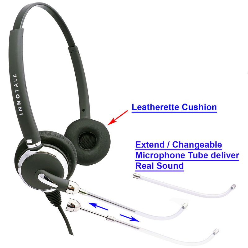 Swiveling Speaker and Replaceable Voice Tube Microphone Headset + 2.5mm Headset Jack in Jabra Compatible QD