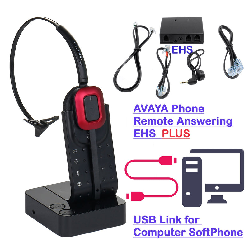 Avaya and Computer Wireless Headset for Avaya 2410, 5410, 9408, 9608, 9620, 9670 and Computer SoftPhone