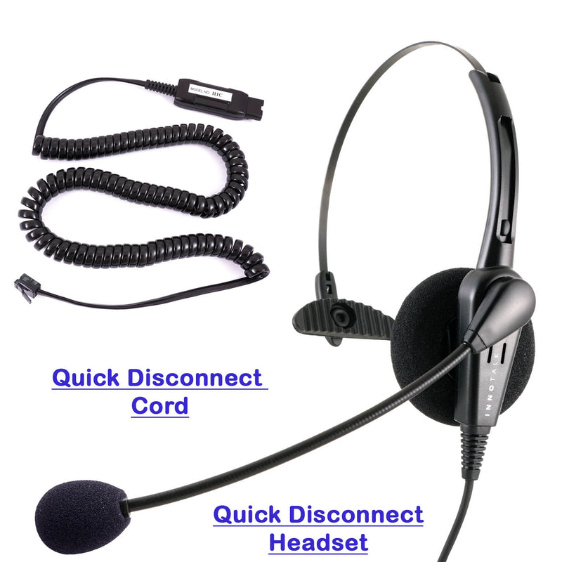 Avaya 1408, 1416, 2410, 2420, 4424D Headset  - Economic Monaural Headset with Plantronics compatible QD