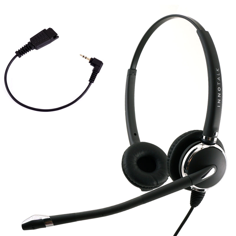 Jabra Compatible QD 2.5 mm Headset Package - Luxury Professional Binaural Headset + Short Length 2.5 mm headset adapter
