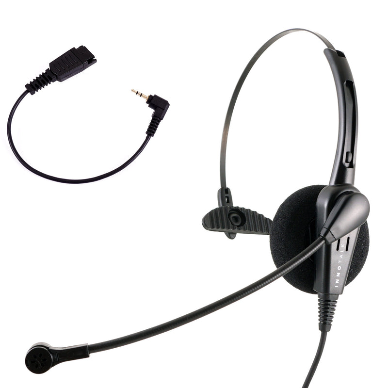 Jabra Compatible QD 2.5mm Headset Combo - Cost Effective Pro Monaural headset + 2.5 mm headset adapter (8 inch)