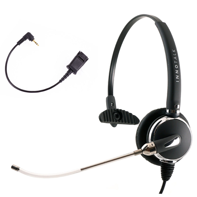 2.5mm Headset Adapter (Short) + Changeable Voice Tube Mic with Swiveling Speaker Professional Monaural Headset built in Plantronics compatible QD