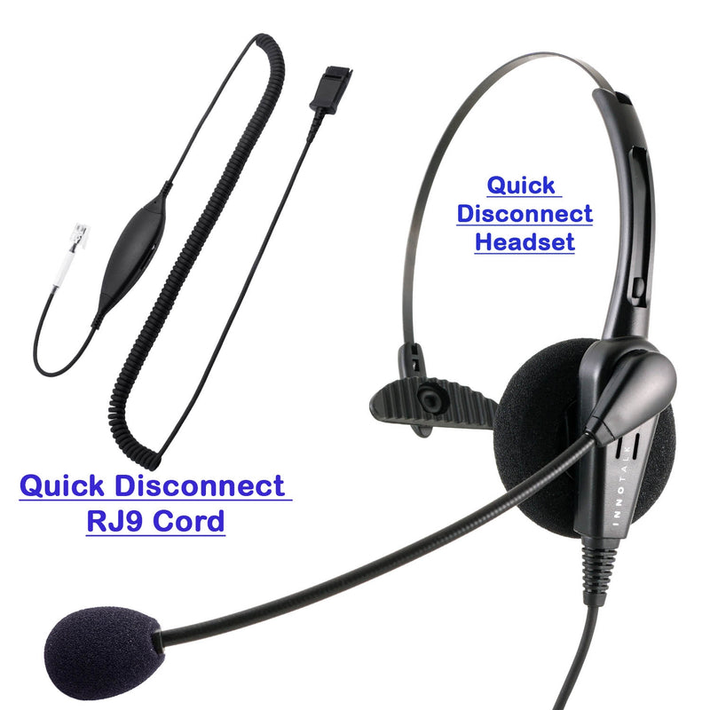 Avaya 1608, 9620, 9630, 9640 Headset  - Economic Monaural Headset with Plantronics compatible QD + Avaya Cord