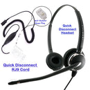 RJ9 Headset Universal - Best Binaural Noise Cancel Mic and Swiveling Receiver in Plantronics compatible QD + Universal RJ9 cord