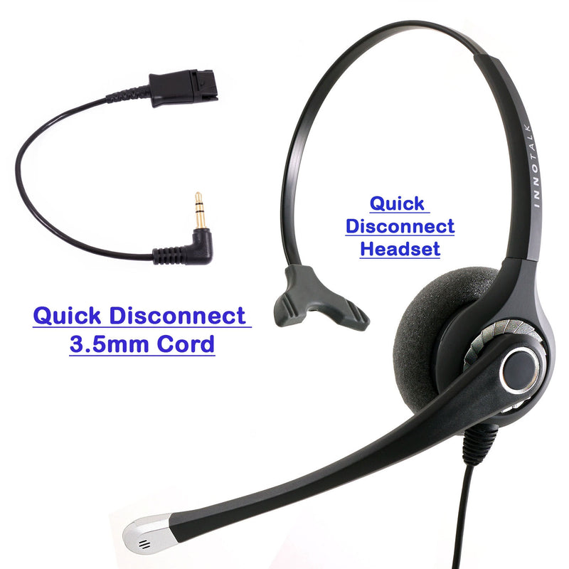 Best Sound 3.5 mm Noise Cancel Professional Headset Package - Quick Disconnect  Headset + 3.5 mm Headset Adapter for Smart iPhone