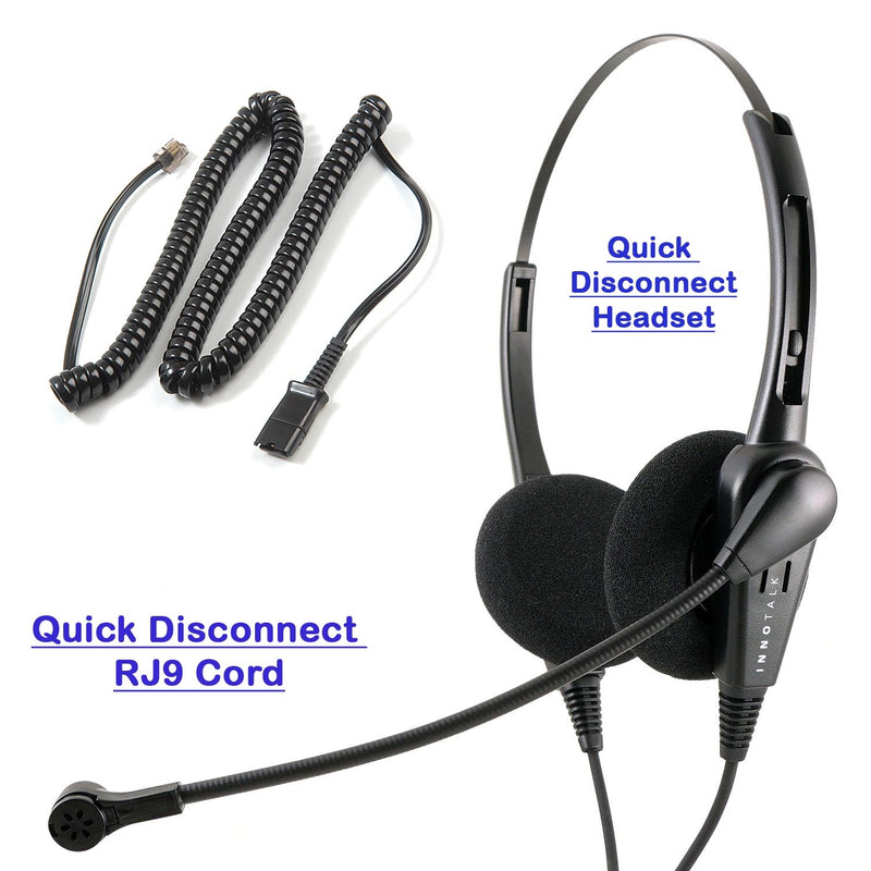 Call Center Economic Classic Headset with Plantronics Compatible QD U10P Headset Adapter Cord Package - Cost Effective Customer Service Binaural headset