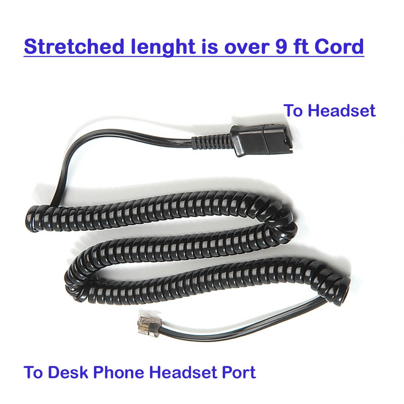 Plantronics Compatible QD U10P cord Headset - Sound Emphasis Pro Monaural Headset with RJ9 headset Adapter for Most Phone Systems.