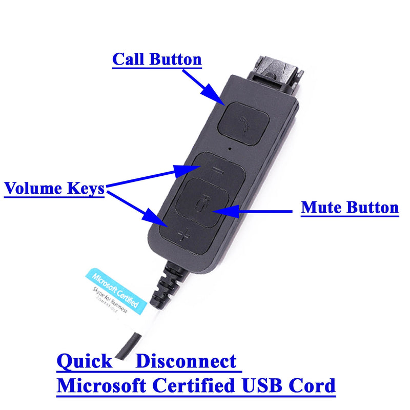 Plug N Play USB computer Headset for Softphone, MS Lync, Skype. Large Ear Pad Professional Monaural Headset, Plantronics compatible QD