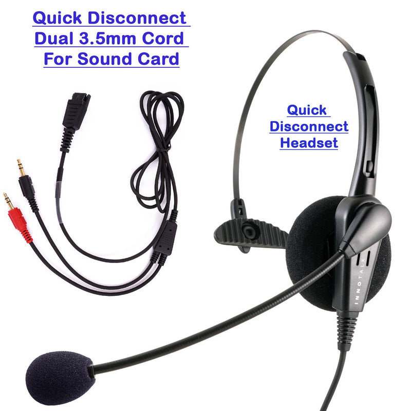 INNOTALK Economic Quick Disconnect Desktop Computer Monaural Headset