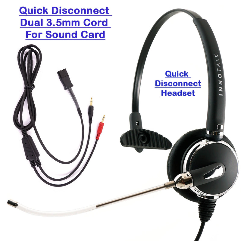 Voice Tube DeskTop Computer Headset - Changeable Voice Tube Mic Monaural Headset built in Plantronics compatible QD