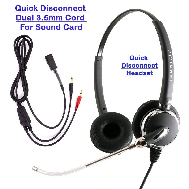INNOTALK Voice Tube Binaural 3.5 mm Headset for Sound Card of PC DeskTop Computer