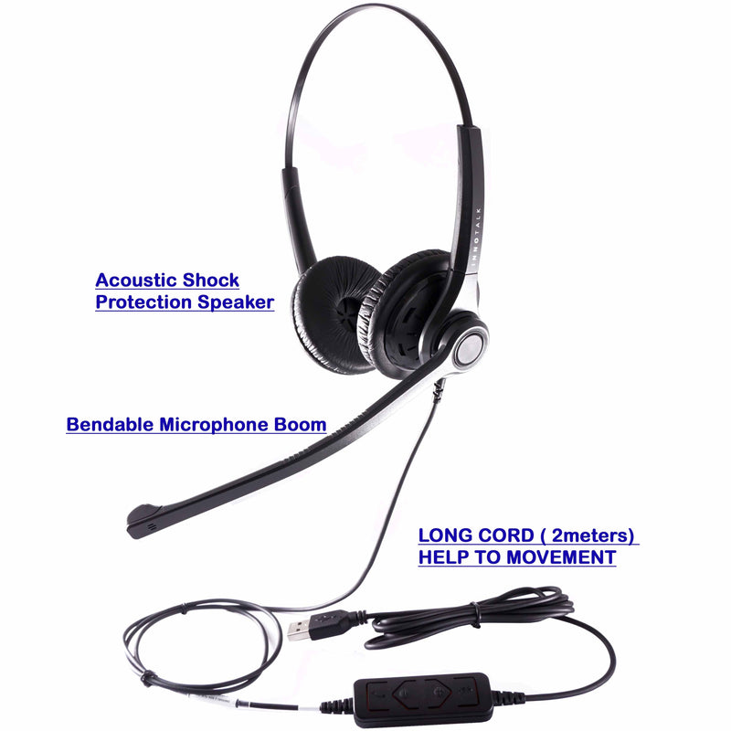 USB Headset built in Digital Sound Stereo, In line Volume and Call control, Noise Cancelling Microphone while Enjoy Multi-Media Music.