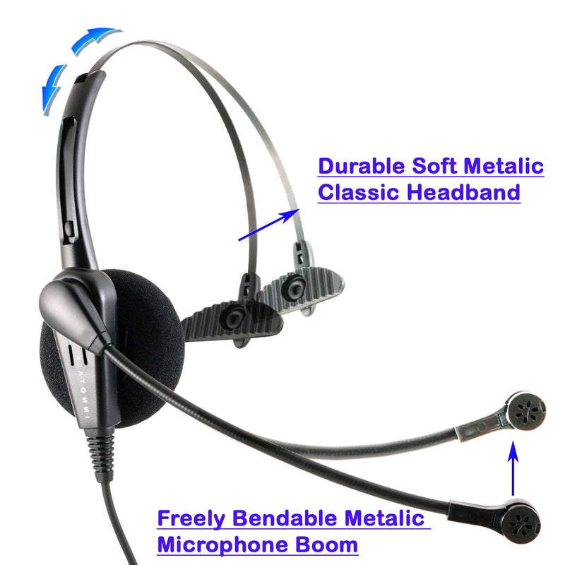 Phone headset, Economic Classic Monaural Headset with Plantronics Compatible 2.5mm QD for Call Center, Telemarketing.