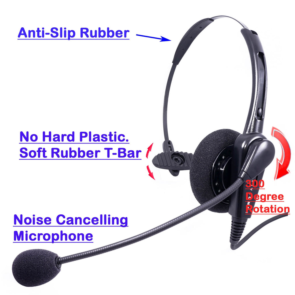 INNOTALK Quick Disconnect 3.5mm Plug Call Center Monaural Headset for ...