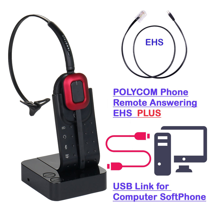 Polycom IP335, IP430, IP450, IP550, IP560, IP650, IP670 Wireless Headset with Wireless Computer USB Headset Feature
