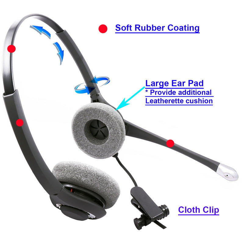 Plantronics Compatible QD cord Combo - InnoTalk Superb Sound Pro Binaural Headset + 2.5 mm headset jack