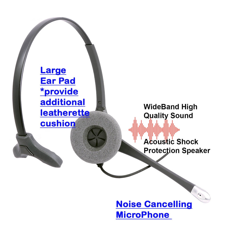 Plantronics Compatible Best Sound Monaural Headset + 2.5 mm Headset Jack Combo for Desk Phone as Office Headset