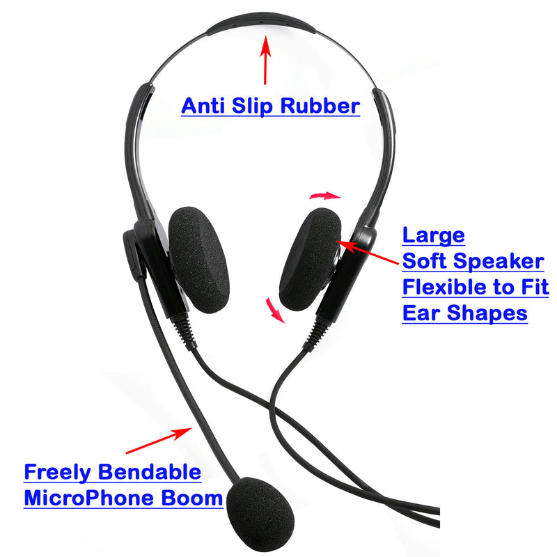 Headset Telephone System - Professional Binaural Headset + Headset Telephone, Jabra Compatible Quick Disconnect